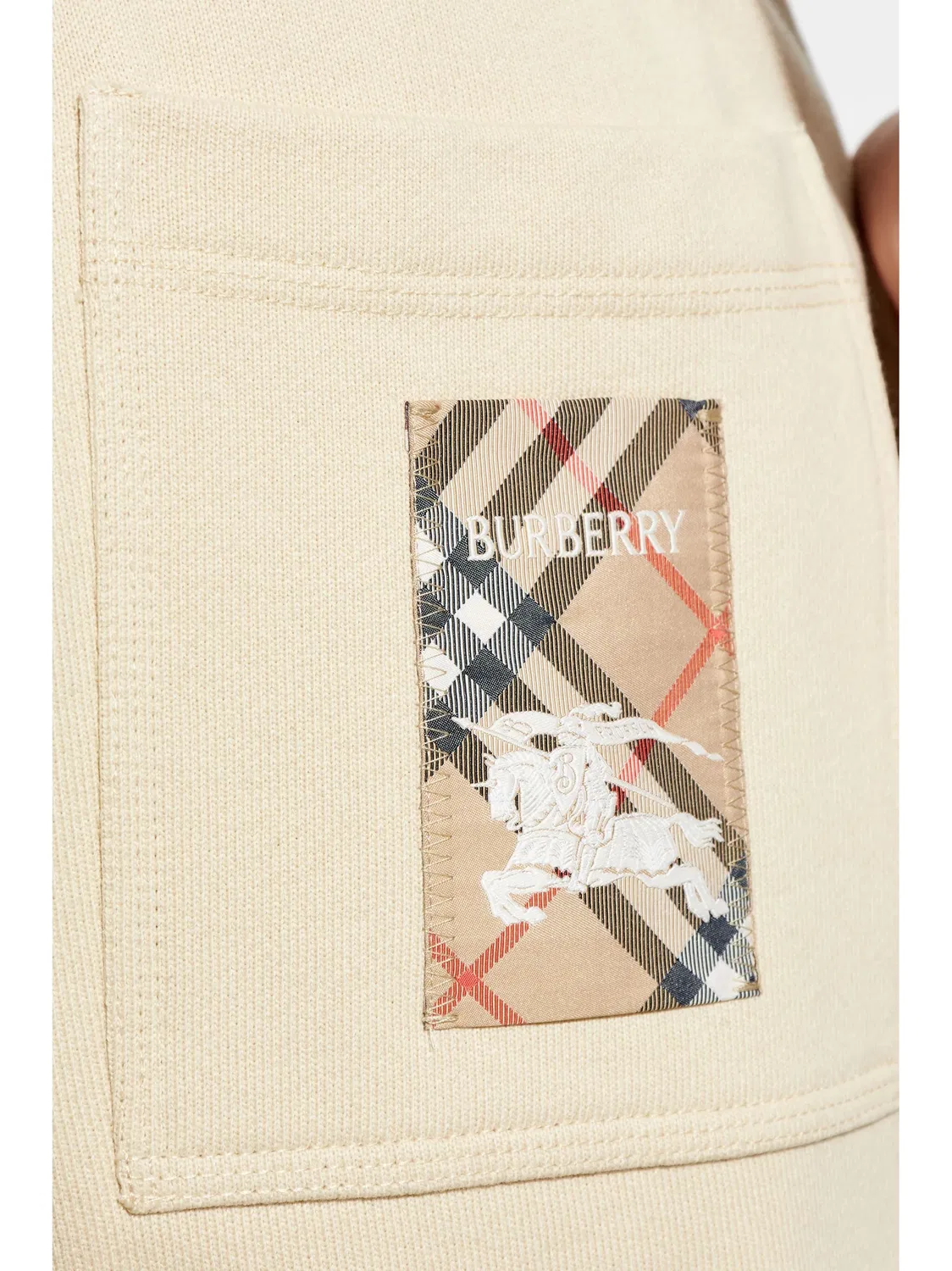 Классические хлопковые спортивные брюки Burberry, светло-бежевый — фото 2