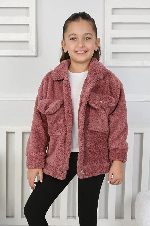 Детский кардиган для девочек с принтом My little one's cicileri krm detailed pocketed girls' welsoft cardigan Minigimin Cicileri, Rose Dried-62187 — фото 2