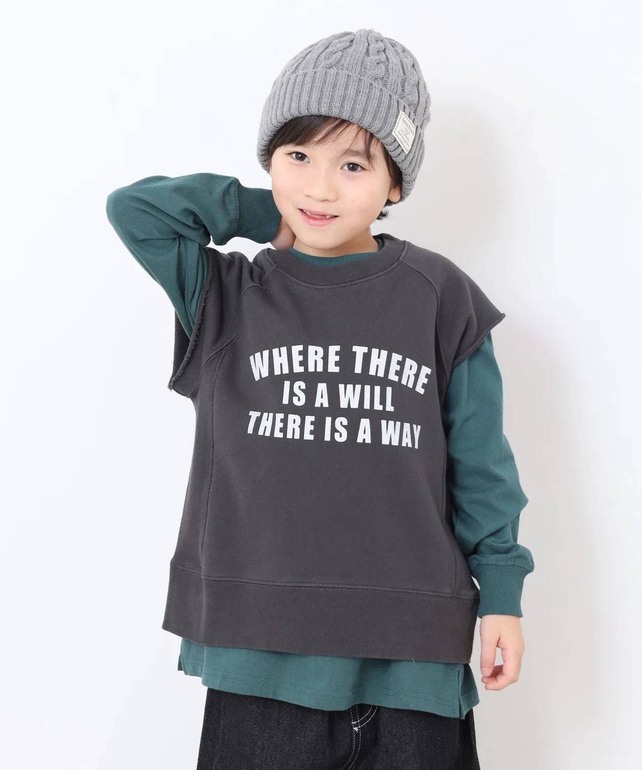 Детский свитшот с принтом French Sleeve Pullover OMNES, Charcoal