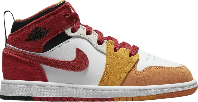 

Кроссовки Air Jordan 1 Mid SE PS Picnic, красный, Красный;коричневый, Кроссовки Air Jordan 1 Mid SE PS Picnic, красный