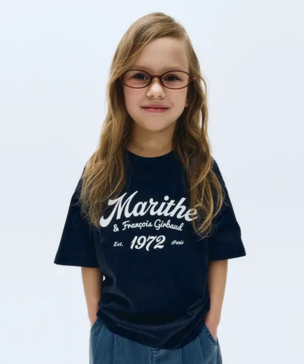 Футболка с принтом Oversized, Kids Letterling Marithé Kids, navy