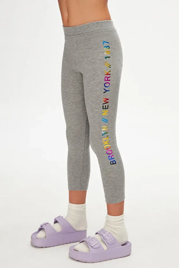 Детские леггинсы для девочек с принтом New York Printed Embossed Lovetti, Storm Gray — фото 3