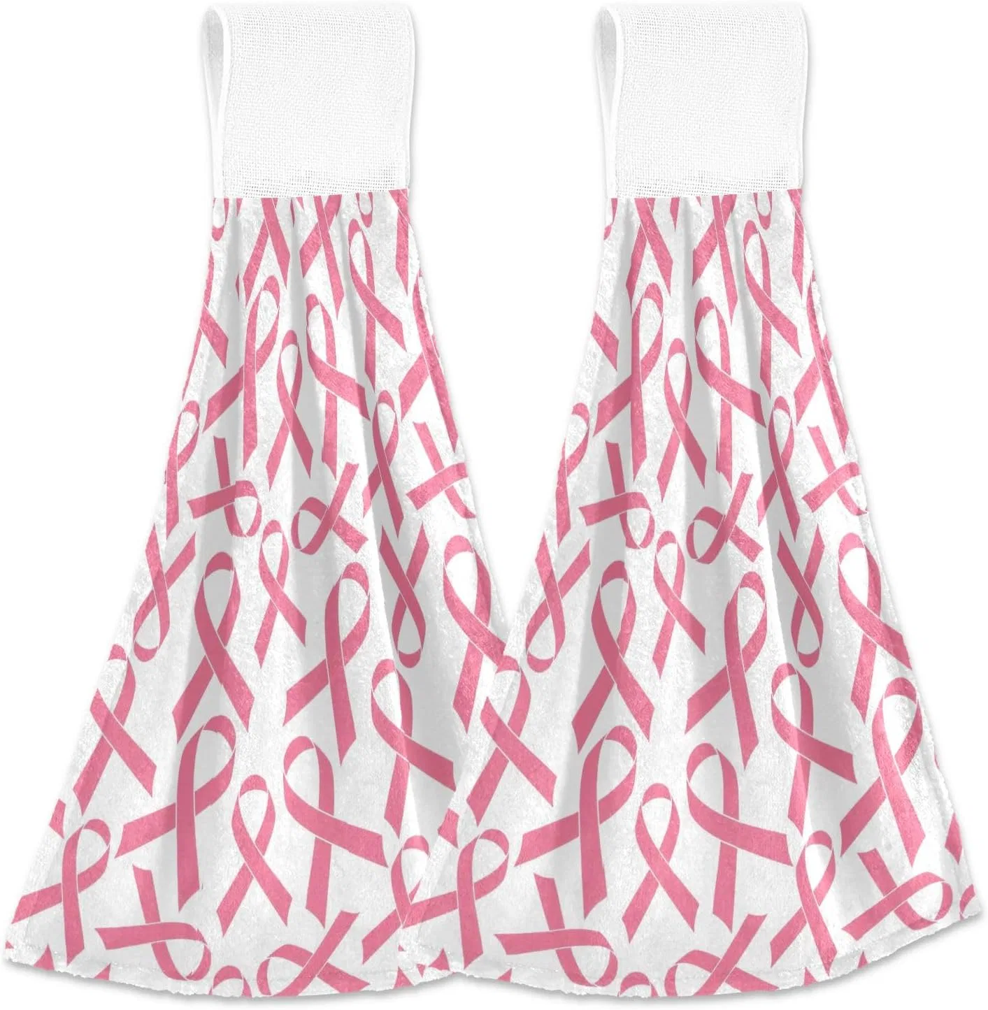 Кухонные полотенца навесные 2 шт, CHIFIGNO, Полиэстер, 35.6x45.7 см, Pink Bow Pattern Breast Cancer