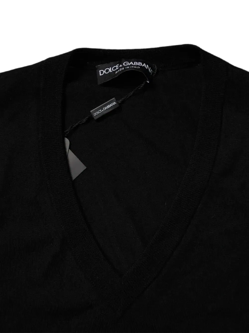 Свитер с V-образным вырезом и камуфляжными вставками DOLCE & GABBANA, черный — фото 3