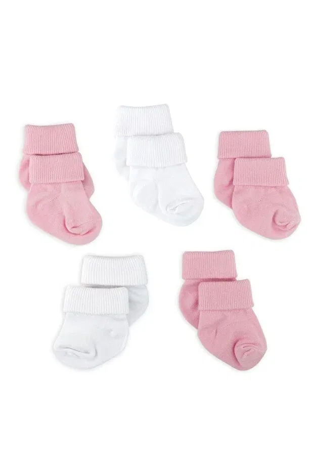 Детские носки для новорожденных хлопковые комплект 5 шт Basics Novibaby, Pinky — фото 3