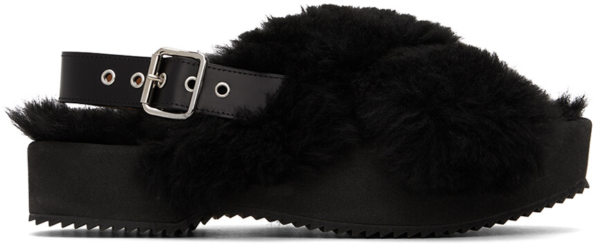 

Черные меховые босоножки на платформе Dries Van Noten