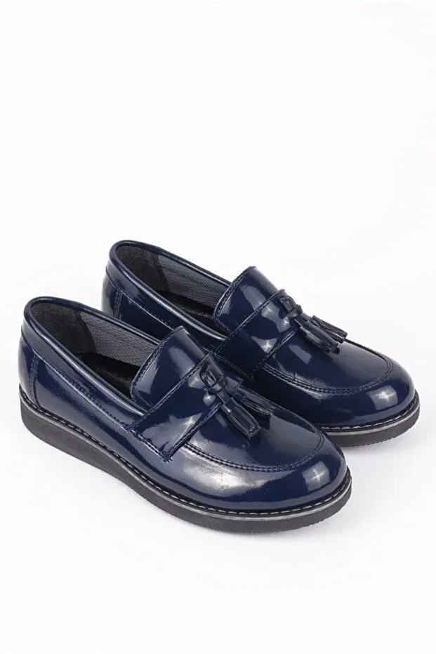 Детские классические туфли для мальчиков из лакированной кожи Rıdvan Çelik, Navy Blue