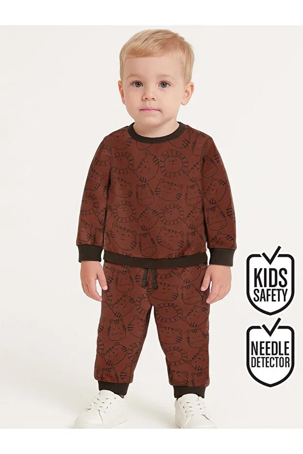 Детский спортивный костюм для мальчиков с принтом животных Denokids, Brown