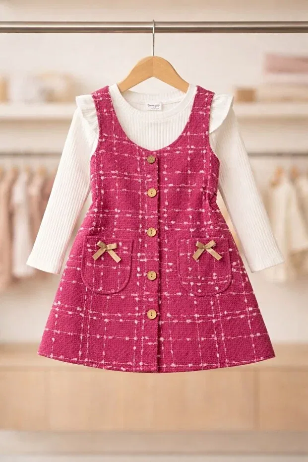 Детский комплект платье с блузой твид Plaid Kozadankids, Fluoria — фото 2