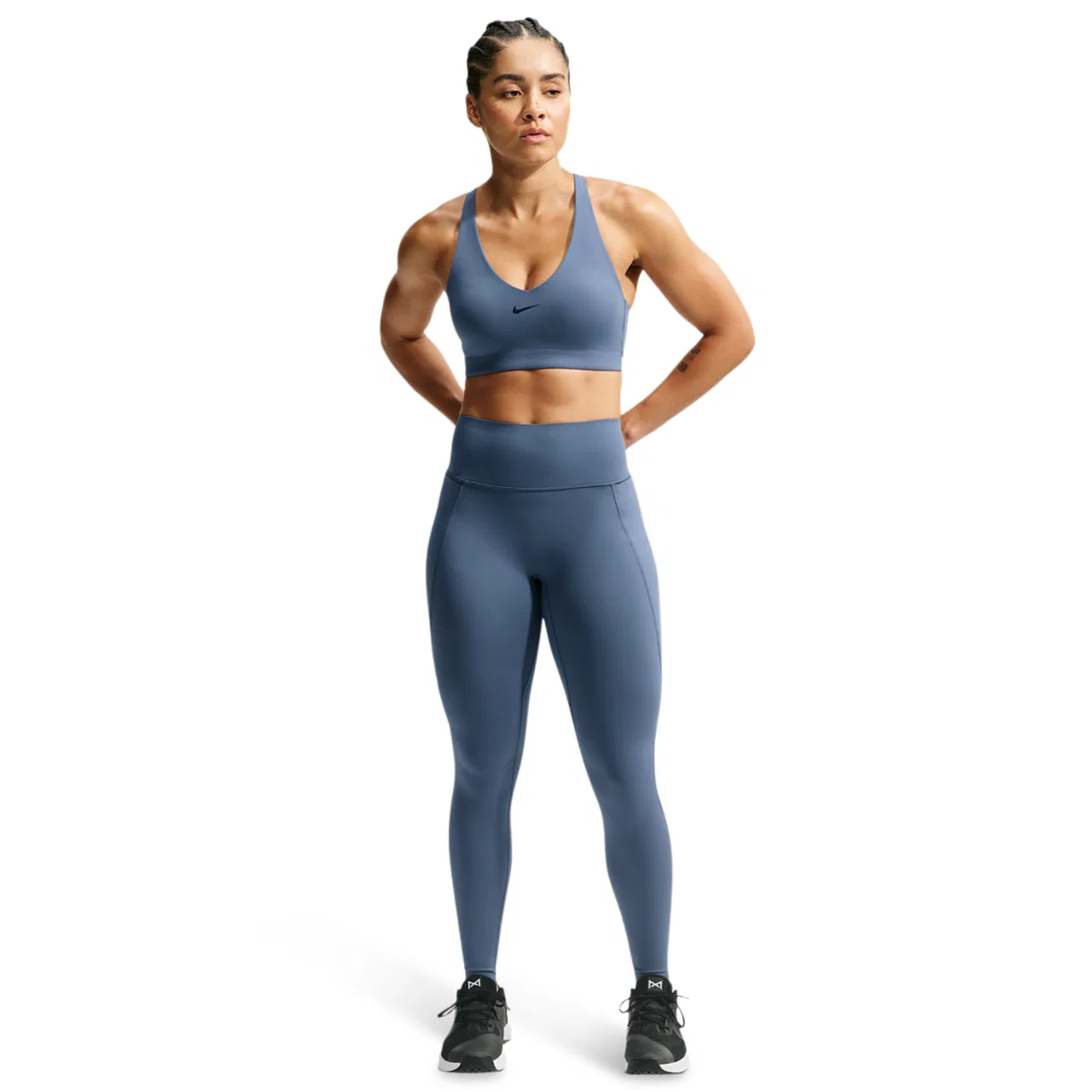 Женский спортивный бюстгальтер Medium Support Dri-FIT Nike, цвет New Slate/New Slate/Midnight Navy — фото 4