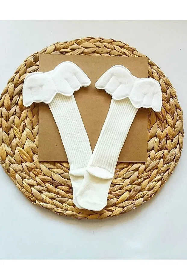 Детские носки для девочек с узором Angel Winged Asa Bebek Çocuk, Off White