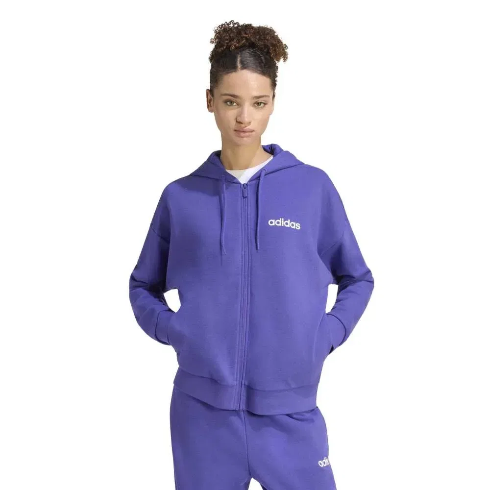 Худи на молнии Adidas Essentials Linear French Terry, фиолетовый