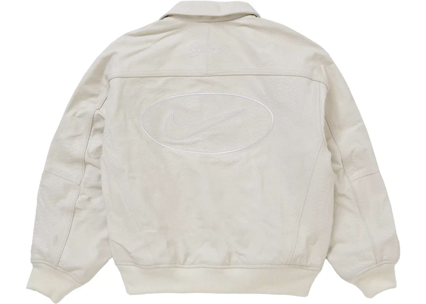 Мужская кожаная куртка-варсити Supreme Nike White — фото 3