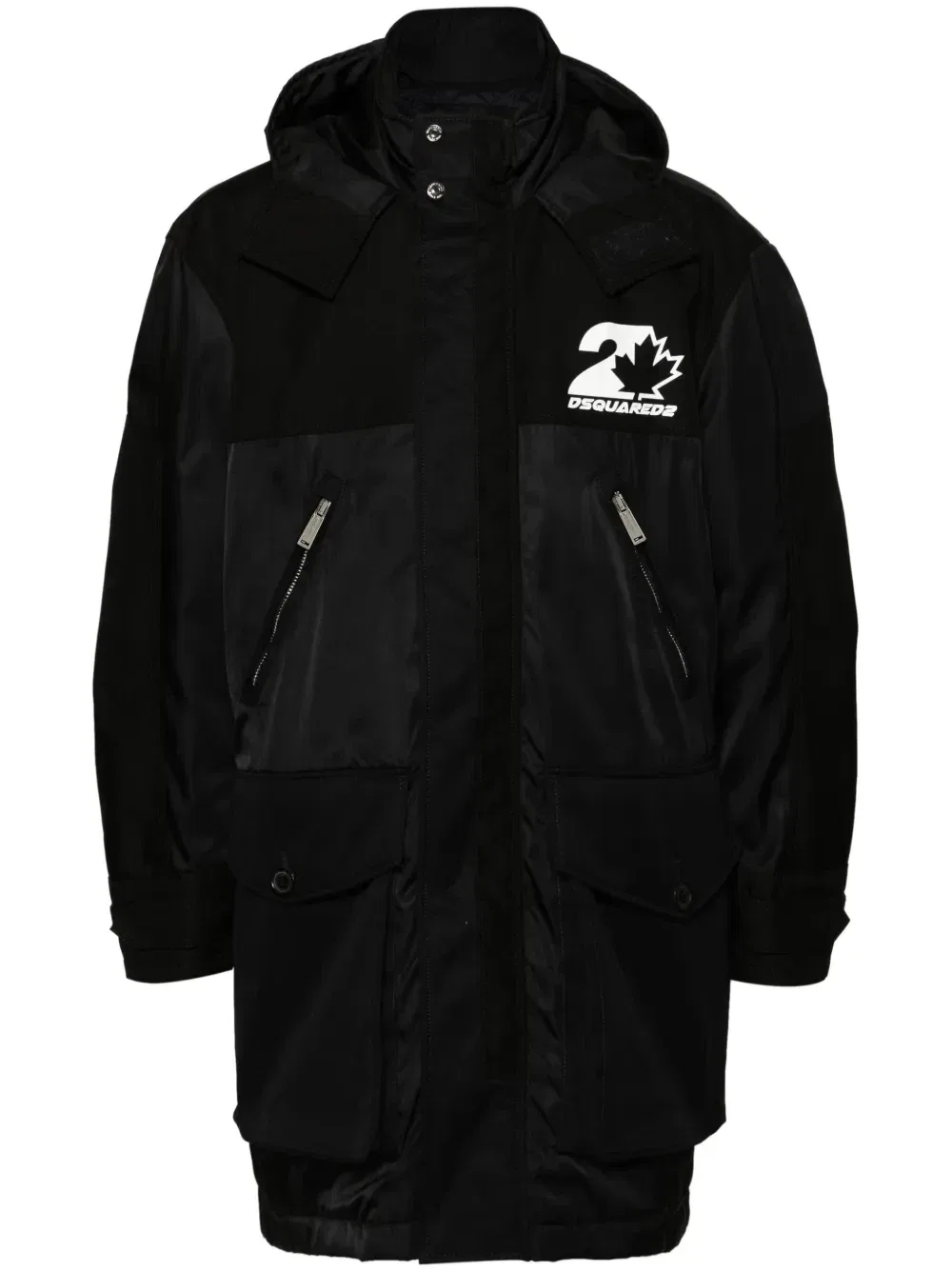 Парка 2 Leaf с капюшоном Dsquared2, черный