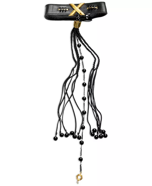 

Эффектное ожерелье из искусственной кожи с драгоценными камнями, позолоченное 18 карат, длина 14-1/2 дюйма + удлинитель 4 дюйма Nectar Nectar New York, gld