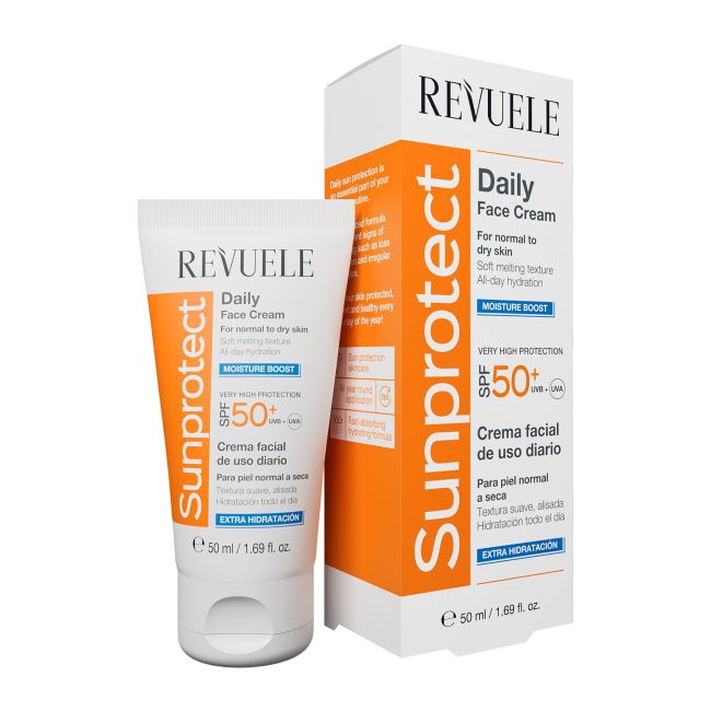 

Солнцезащитный крем для лица spf50+ для ежедневного использования Revuele, 50 мл