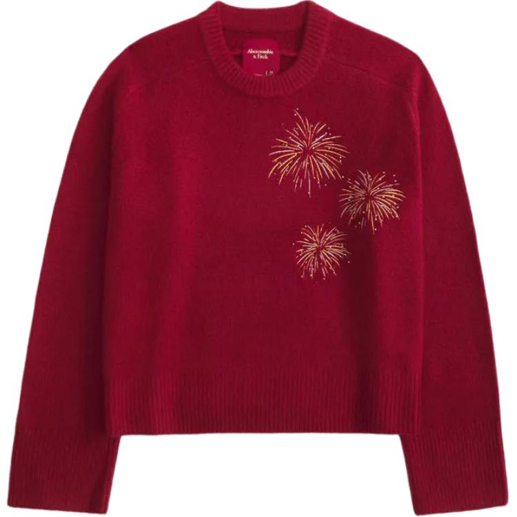 

Коллекция "Год Лошади" на Весенний Фестиваль, вязаный трикотаж для женщин Abercrombie＆Fitch, красный