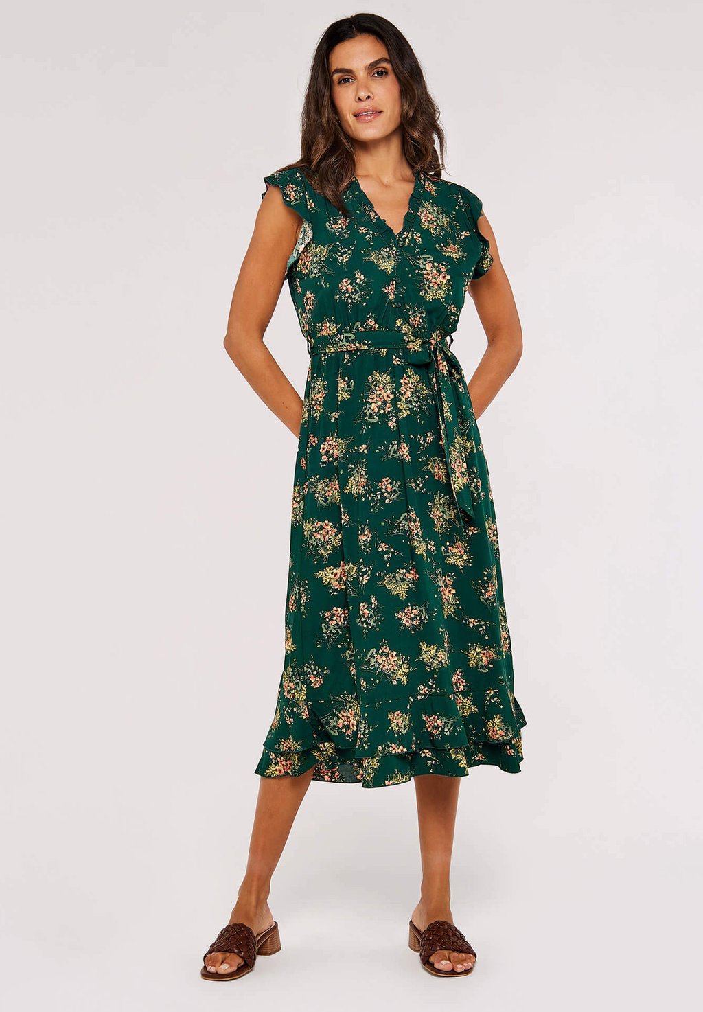 

Повседневное платье FLORAL DITSY MIDI Apricot, зеленый