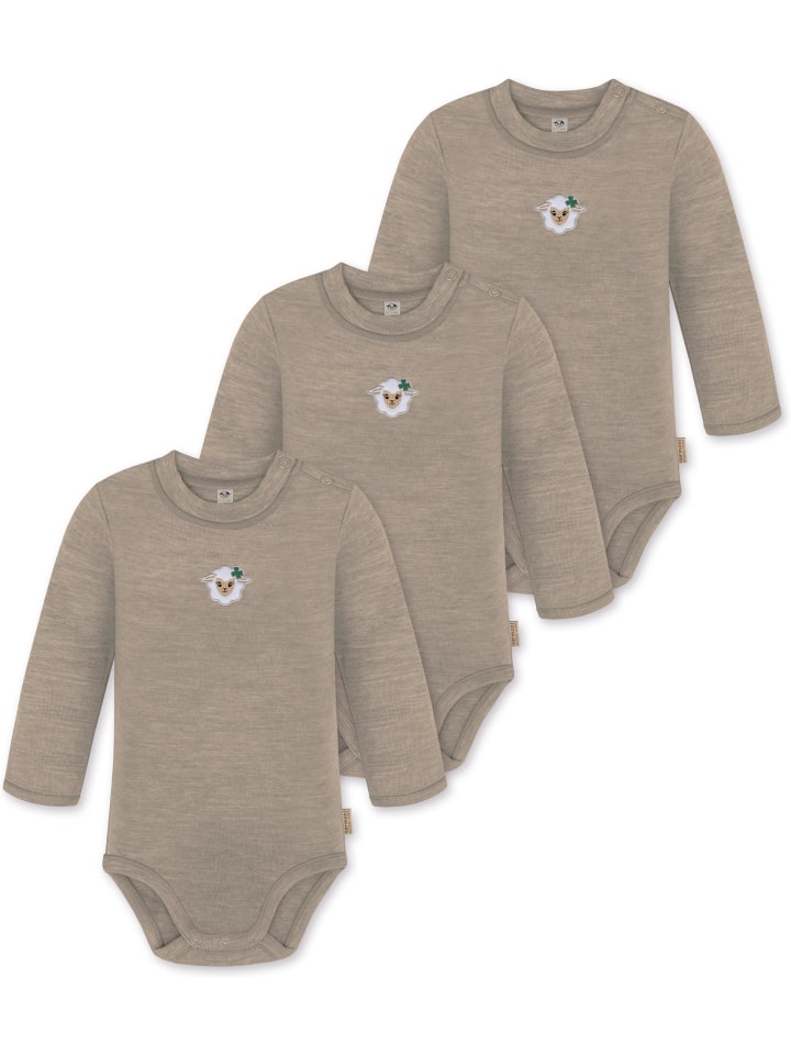 

Normani Outdoor Sports Комплект из 3 детских боди с длинными рукавами из мериносовой шерсти, цвет туай, бежевый