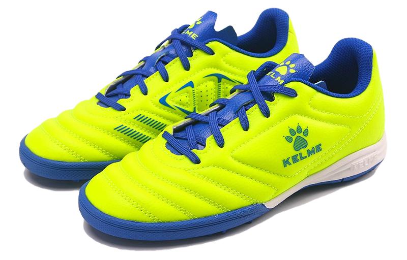 Кроссовки для футбола молодежные KELME унисекс желто-синие, противоскользящие, устойчивые к истиранию, дышащие, неоново-желтые королевского синего — фото 3