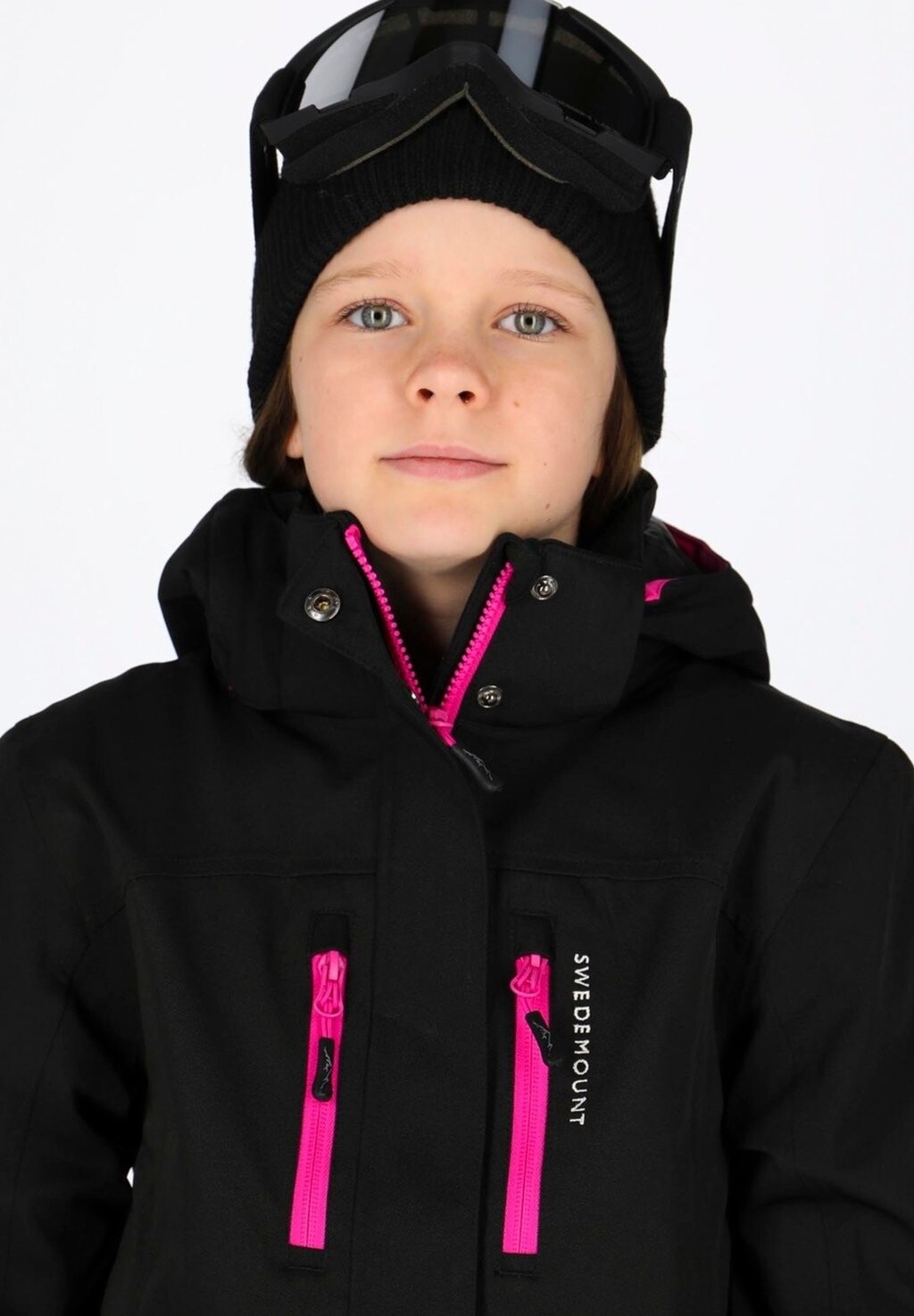 Лыжная куртка CERVINIA JACKET JR Swedemount, цвет black fresh pink — фото 3