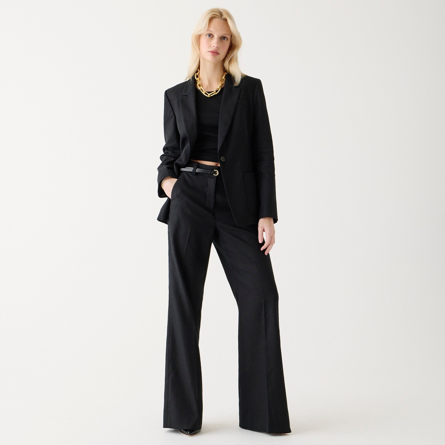 

Расклешенные брюки Carolina из эластичной льняной смеси J.Crew, черный