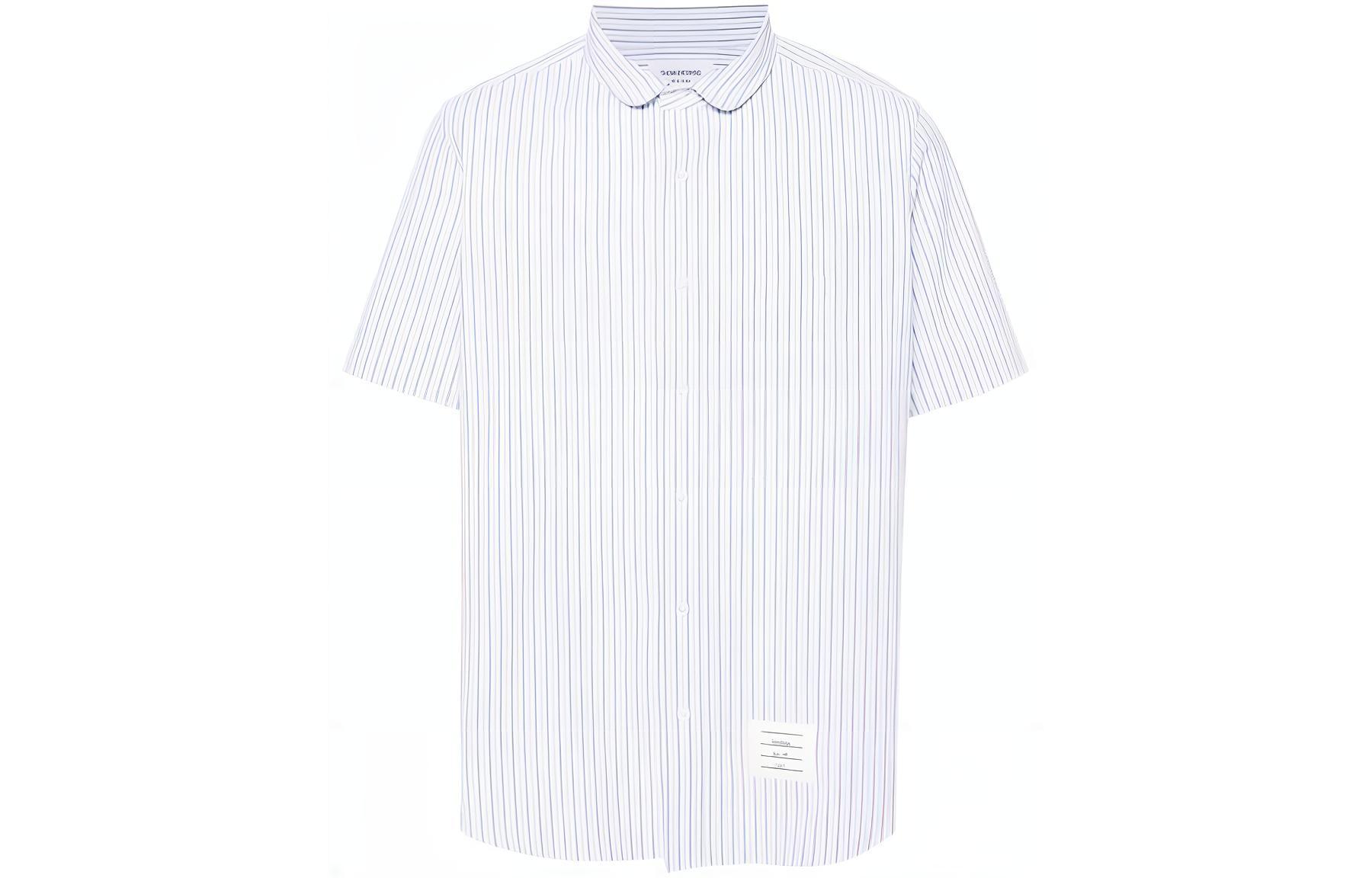 

Полосатая рубашка с короткими рукавами THOM BROWNE, светло-голубой