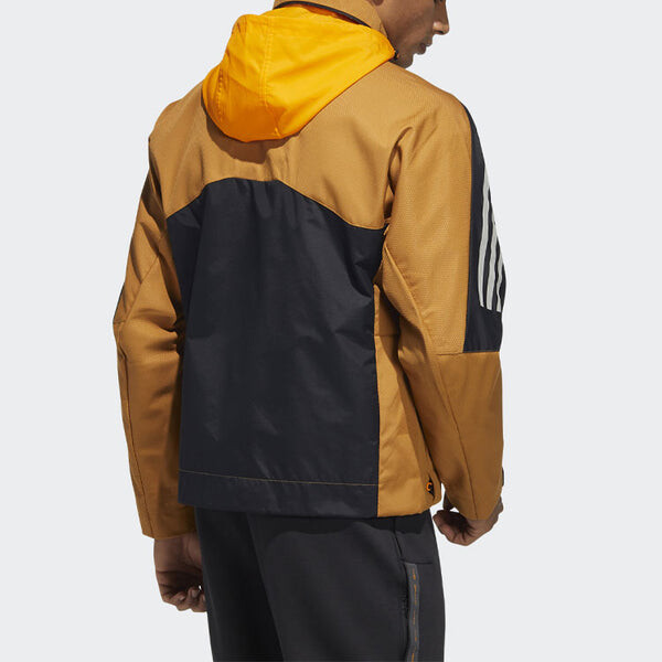 Куртка Men's adidas Logo Stripe Printing Hooded Jacket Brown, коричневый — фото 3