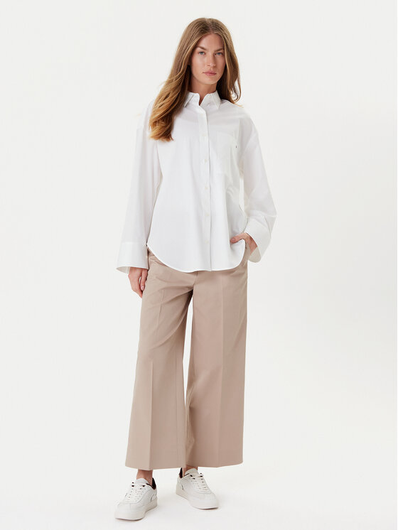 Брюки из ткани wide leg WW0WW45791 Tommy Hilfiger, бежевый — фото 2