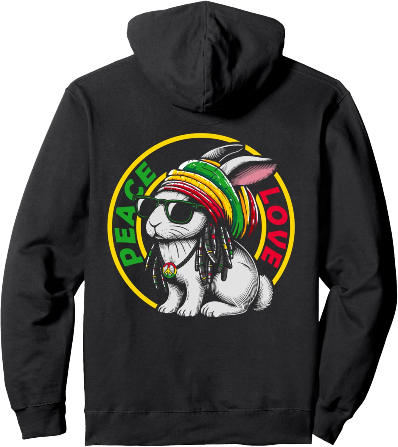 

Худи Reggae Bunny Reggae Rasta Rabbit Funny Rastafari Hare Reggae Rabbit Rastafarian, черный