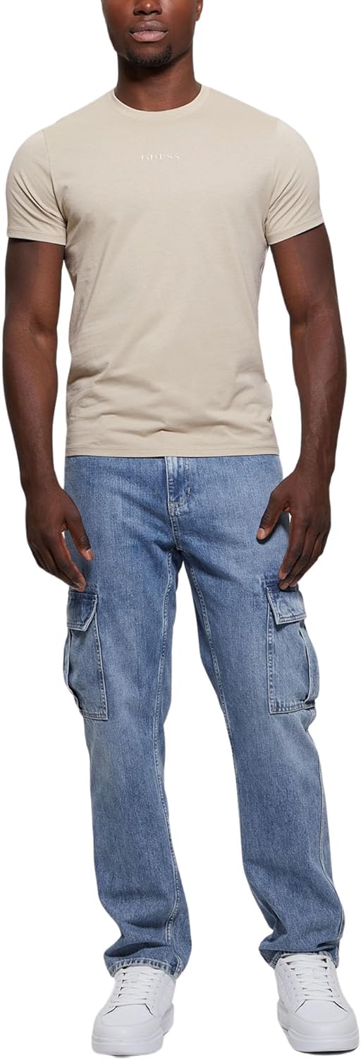 

GUESS Мужская короткая футболка с вышивкой Pima, Pasadena Stone