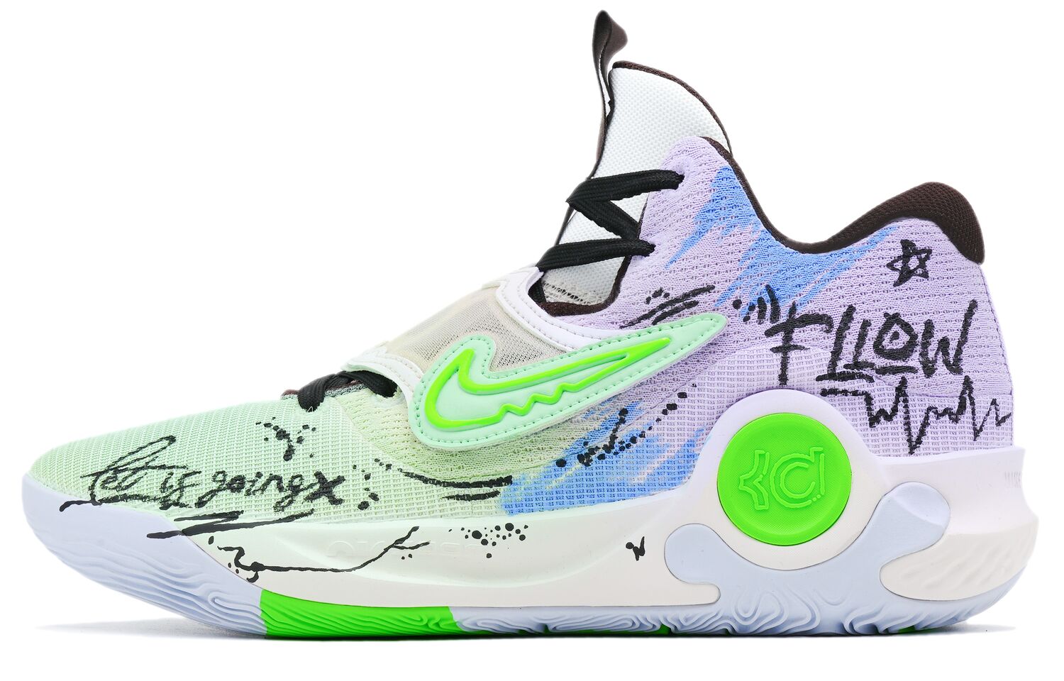 

Nike KD 5 Graffiti Trajectory Cushioning Abrasion Resistant Slip Resistant Low top Basketball Shoes Men's Blue Green