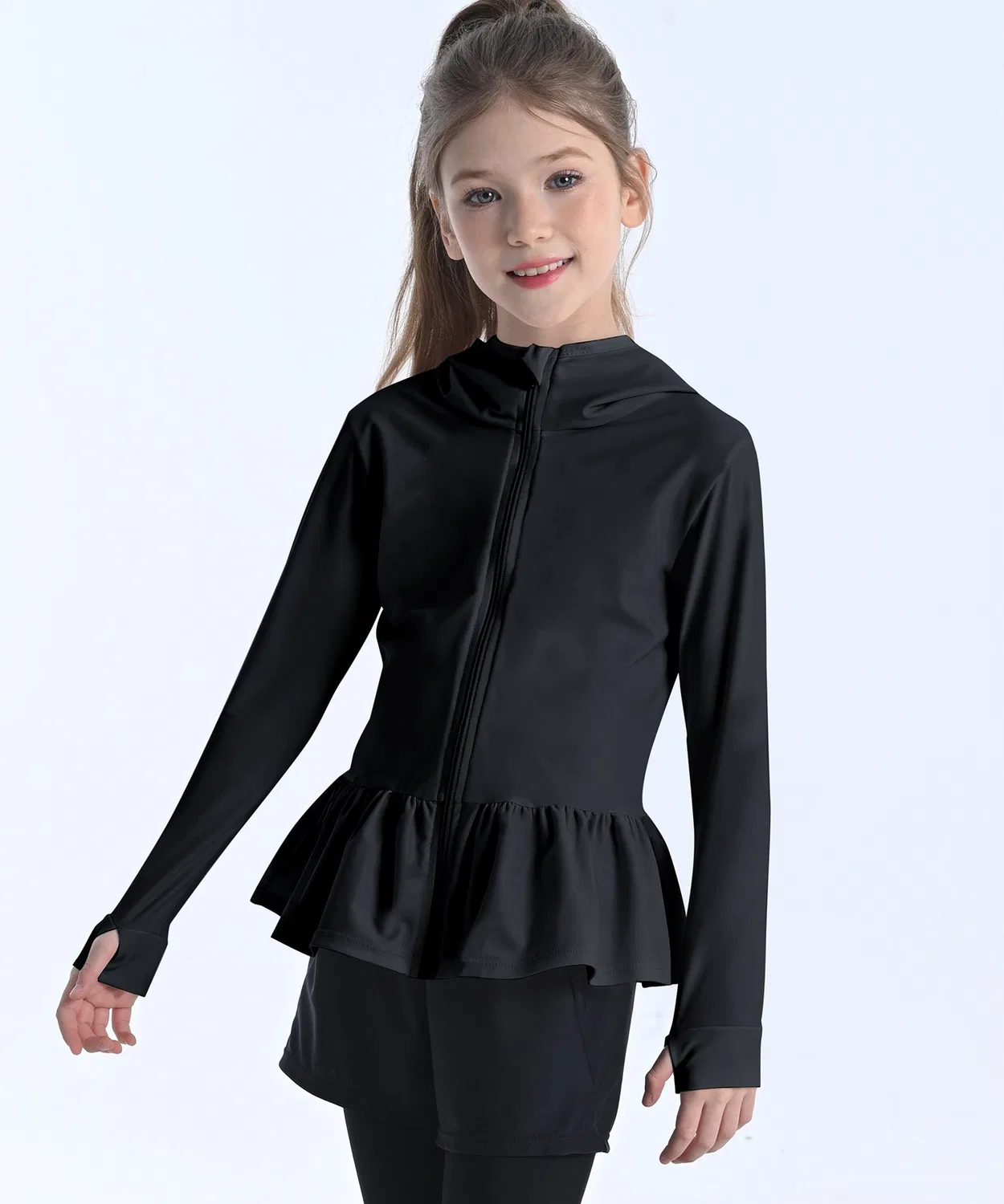 Детский рашгард с длинным рукавом, молнией и флай-флай, бренд Teddy Shop, черный