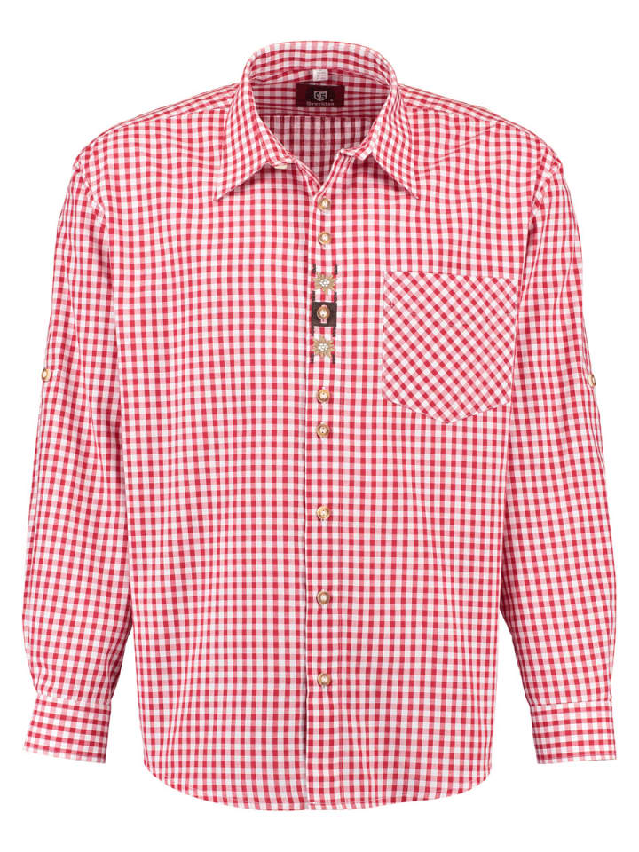 

Традиционная рубашка Утамо средне-красного цвета OS-Trachten