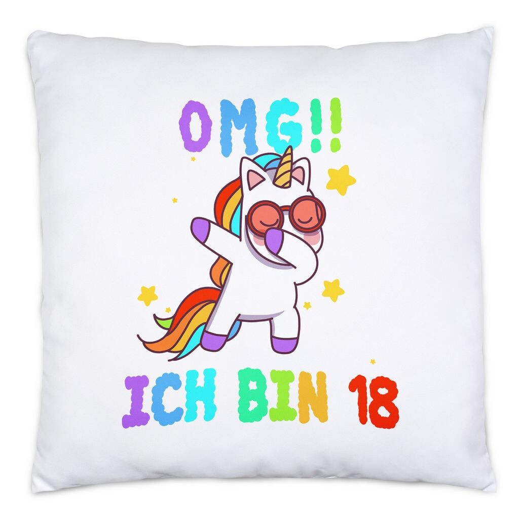 

МОЙ БОГ! Мне 18. Подушка с наполнителем Unicorn Dap. Забавная идея подарка на 18-летие Hey!Print