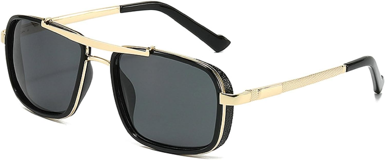 

Модные прямоугольные солнцезащитные очки для мужчин и женщин, градиентные линзы, металлическая оправа, роскошные очки с защитой от УФ-излучения UV400 24002 Melrose, Black Gold