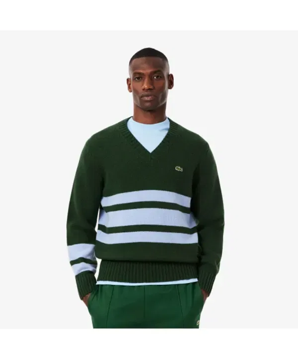 Свитер с v-образным вырезом и полосками, ah5180-55n Lacoste