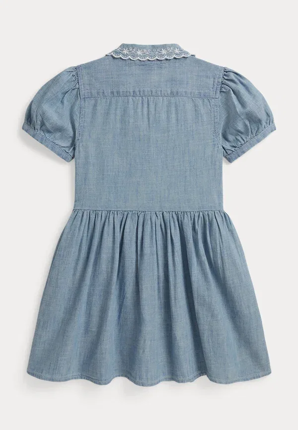 Платье хлопковое Indigo cotton chambray shirtdress Polo Ralph Lauren, New Medium Wash — фото 2