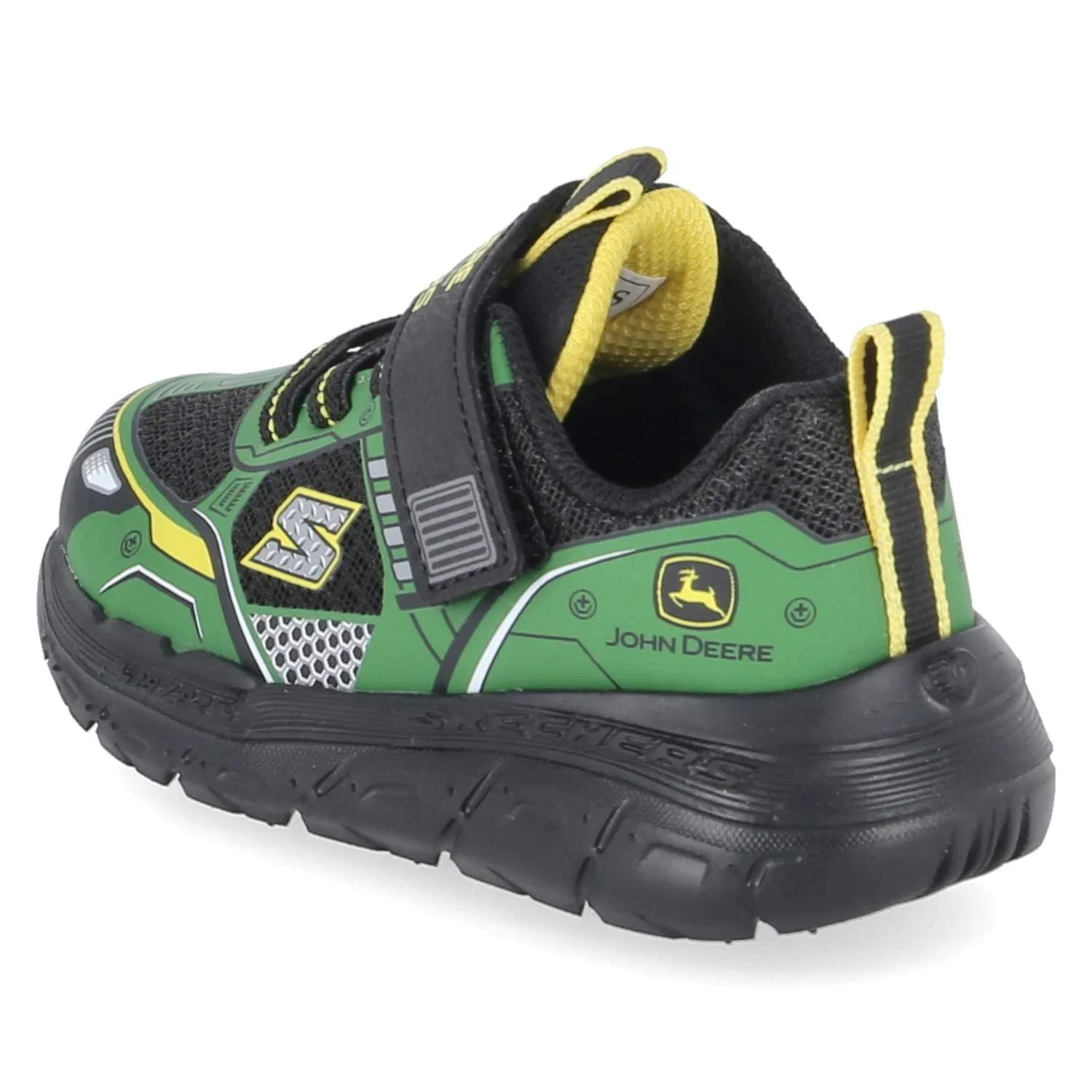 Детские кроссовки для мальчиков с максимальной амортизацией Skechers Arch Fit, Green Synthetic Black Textile Yellow Trim — фото 3