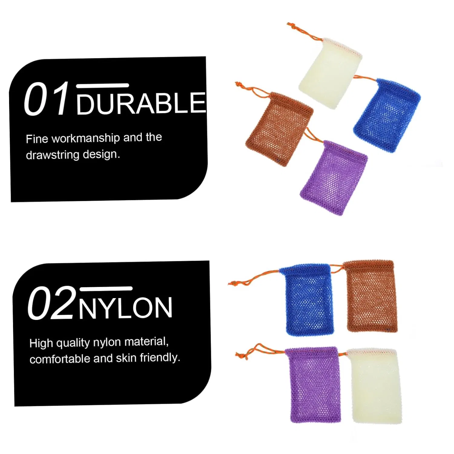 Набор мочалок для душа из 4 штук DOITOOL, 14 x 9.5 x 2 см, Purple — фото 2
