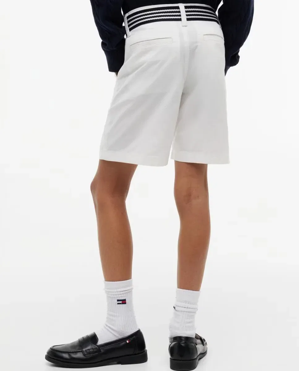 Детские шорты-бермуды для мальчиков с плетеным ремнем Tommy Hilfiger, Blanco — фото 4