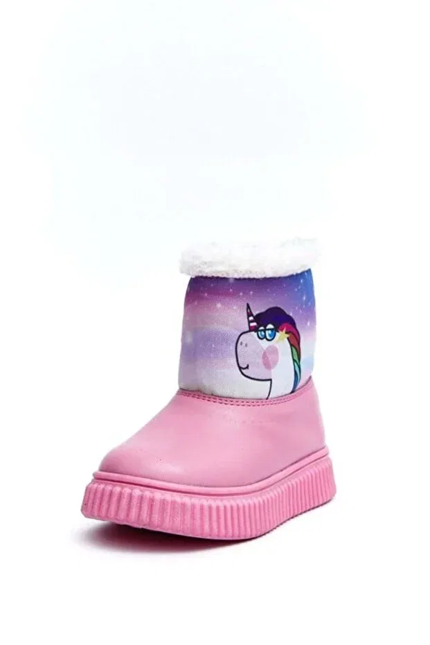 Детские ботинки для девочек с принтом Unicorn patterned girl's boots Dudino, Pink