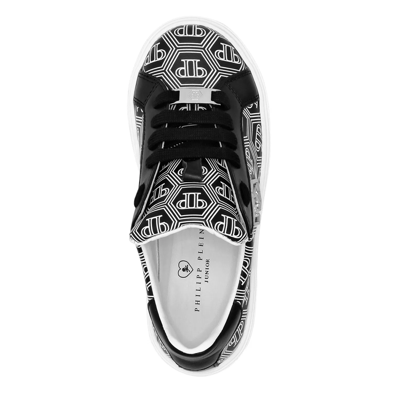 Детские кроссовки с низким верхом Philipp Plein, Black/White — фото 2