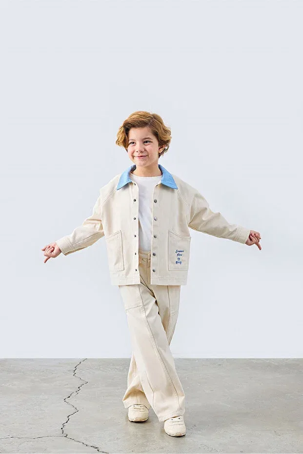 Детская куртка для девочек с вышивкой Milo gabardine jacket Marvy, Nude Color