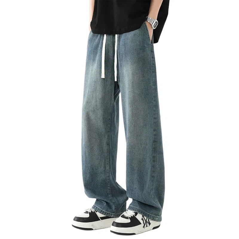 Детские джинсы прямого кроя с принтом Unisex Thin Straight Fit Pants WARRIOR, Light Blue — фото 4
