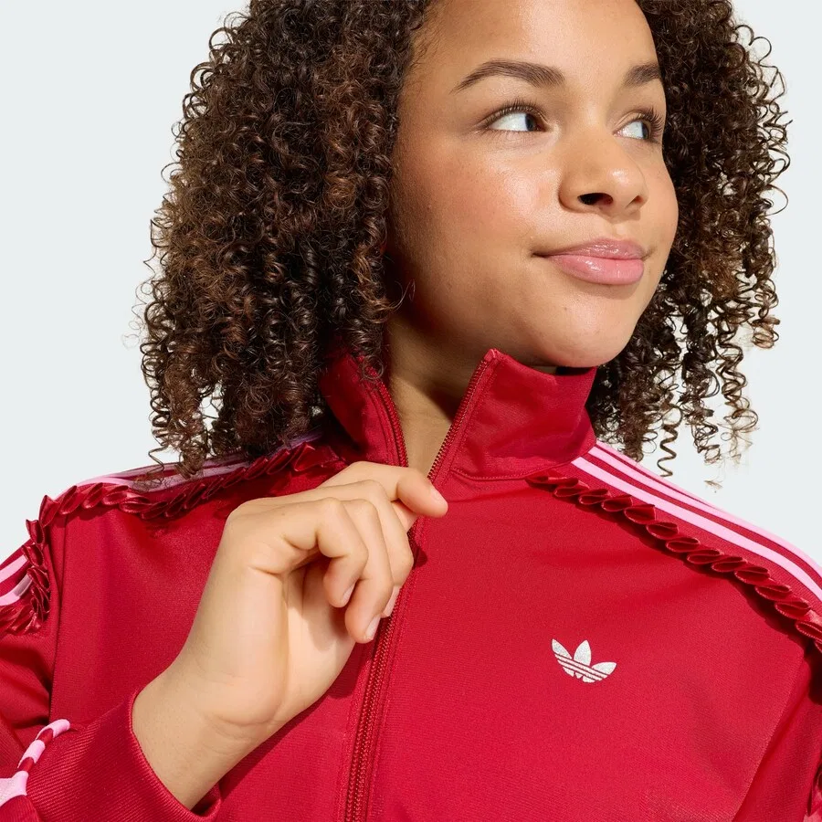 Худи на молнии ADIDAS ORIGINALS 'Firebird' красного цвета — фото 3