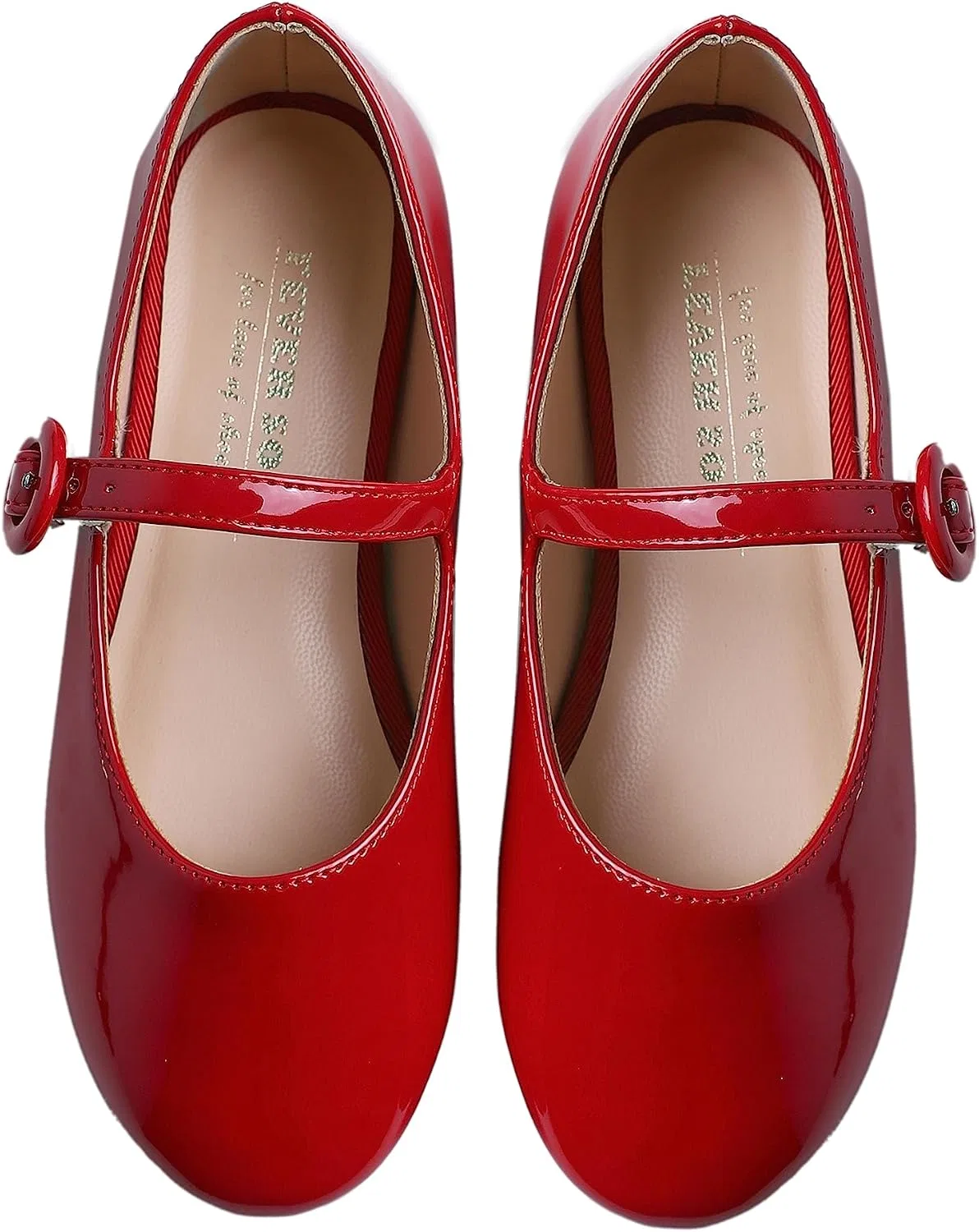 Детские туфли для девочек с пряжкой FEVERSOLE, Vegan Leather Buckle Patent Red — фото 4