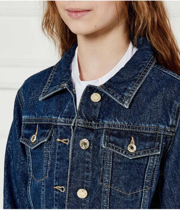 Детская джинсовая куртка для девочек с металлической нитью Guess, Blu Marino — фото 4