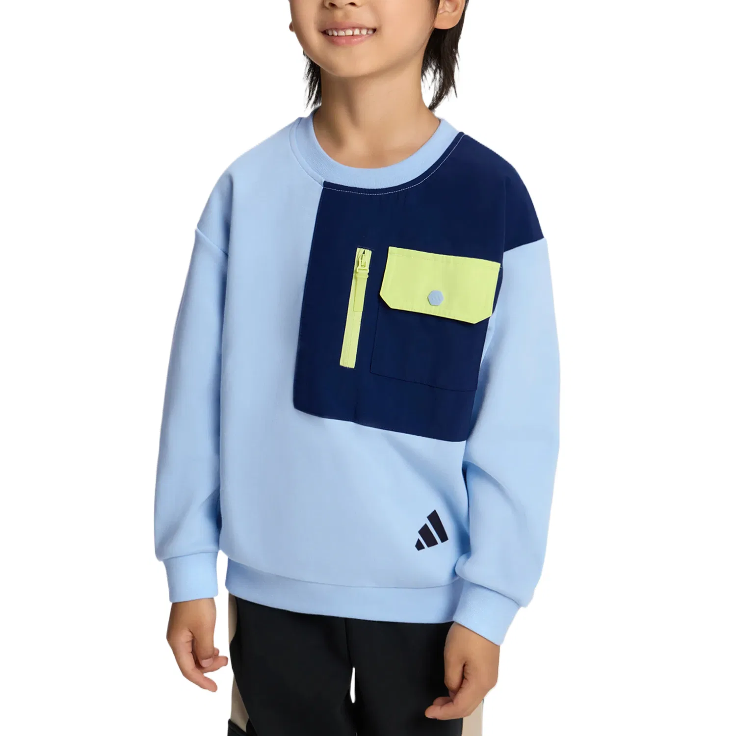 Детский свитшот с круглым вырезом Adidas, Color Blue — фото 4