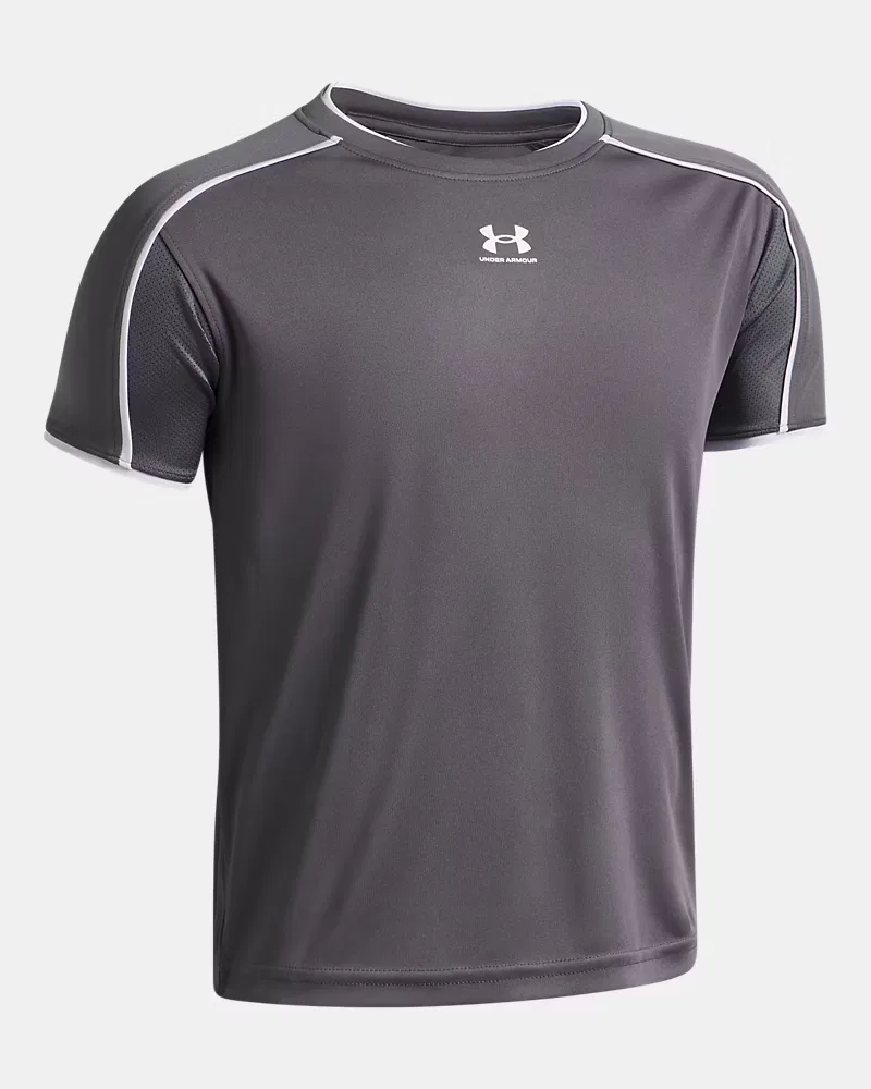 Футболка для мальчиков с коротким рукавом быстросохнущая UA Challenger Train UnderArmour, Castlerock/White — фото 3